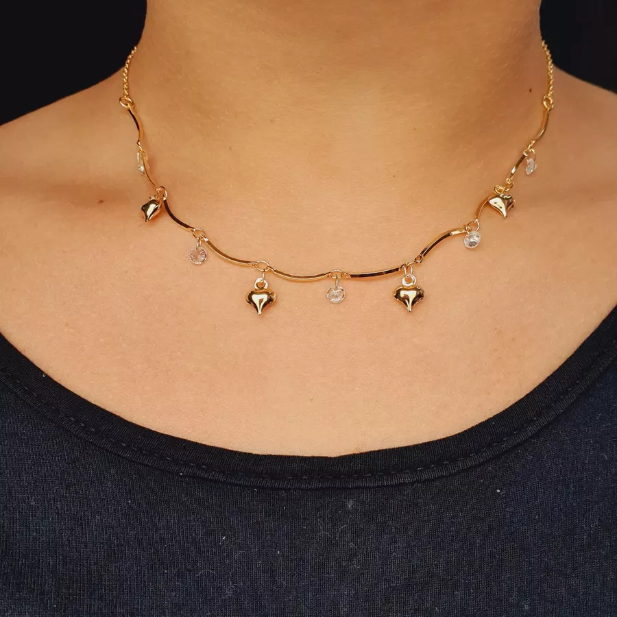 Colar Folheado a Ouro 18K Coração 