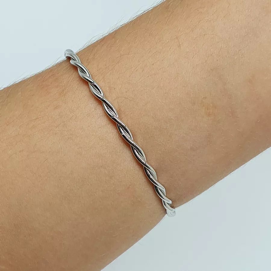 Bracelete Prateado Espiral 