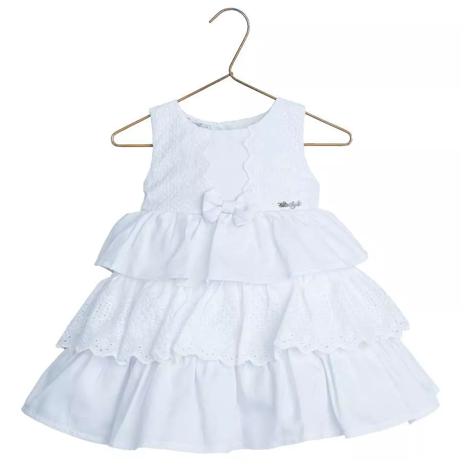 Vestido Batizado Camadas Bordado Inglês - Petit Papillon Bebê & Criança