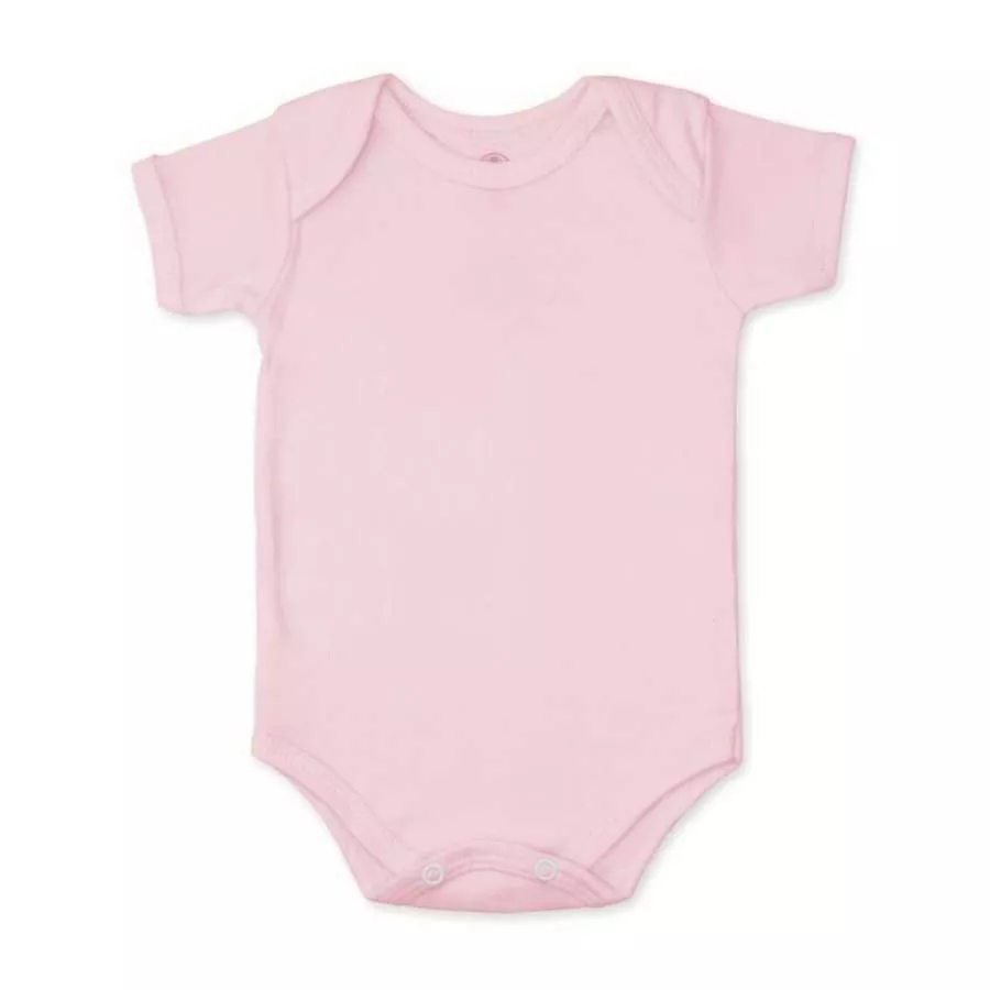 Body Manga Curta Rosa - Petit Papillon Bebê & Criança