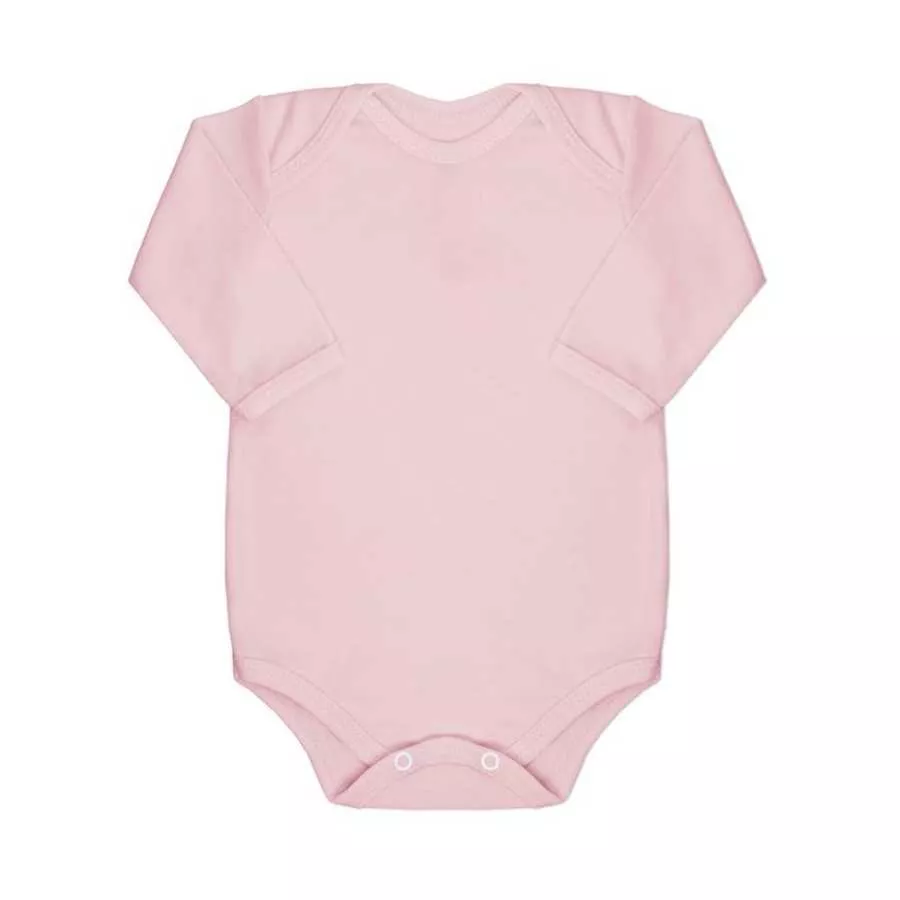 Body Manga Longa Rosa - Petit Papillon Bebê & Criança