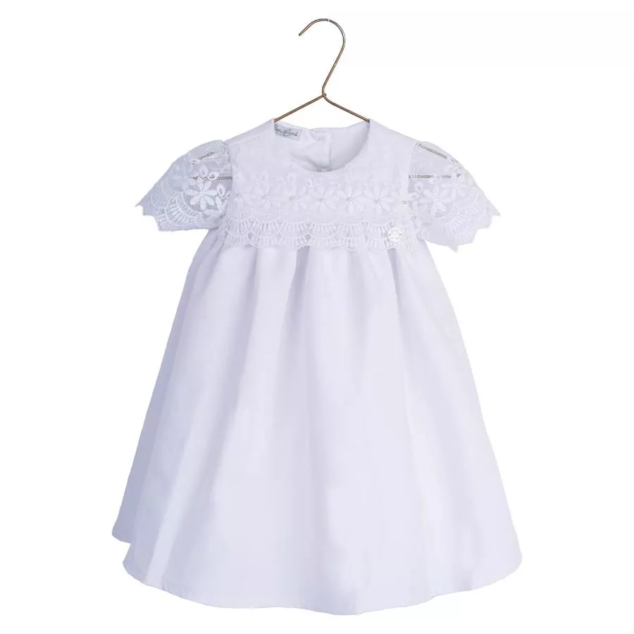 Vestido Batizado Alfaiataria com Detalhe em Renda - Petit Papillon Bebê & Criança