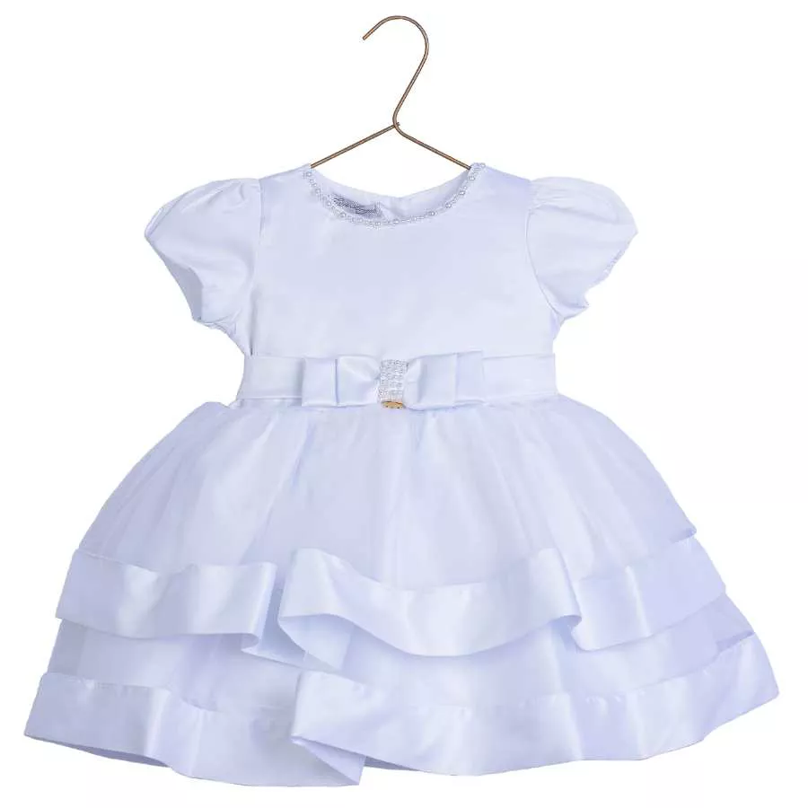 Vestido Batizado Saia Dupla Tule - Petit Papillon Bebê & Criança