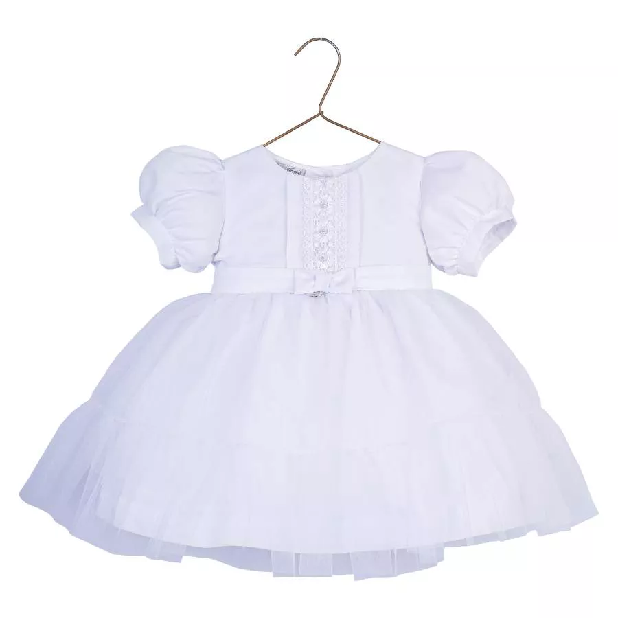 Vestido Batizado Saia Tule e Rendas - Petit Papillon Bebê & Criança
