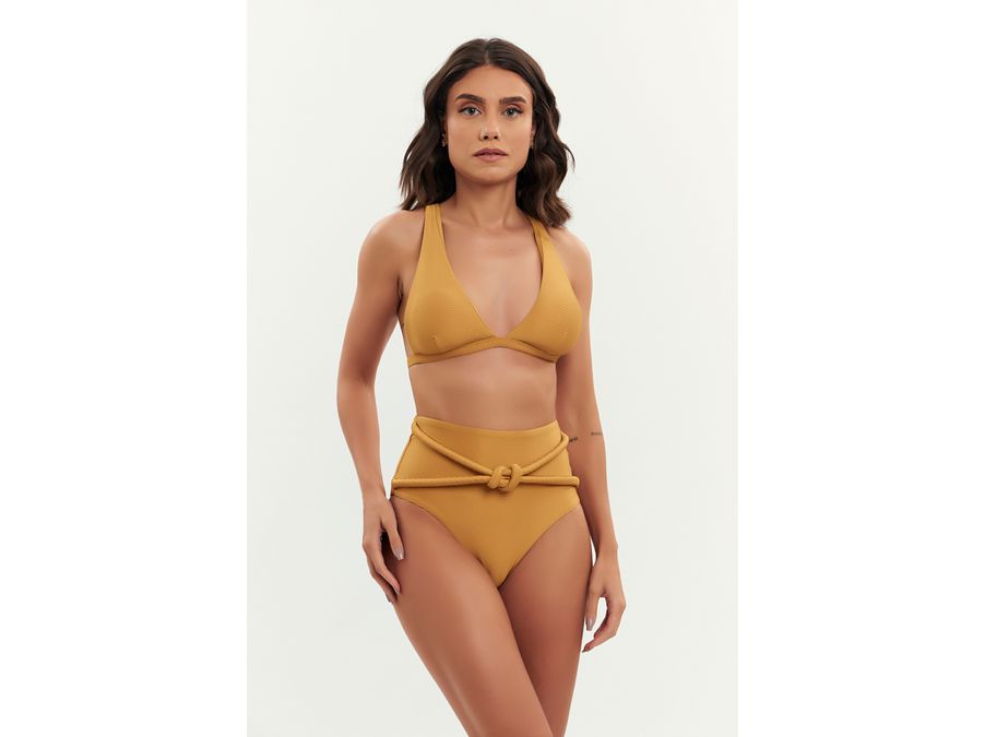 TOP BUZIOS CANELADO GOLD E CALCINHA IPANEMA CANELA...