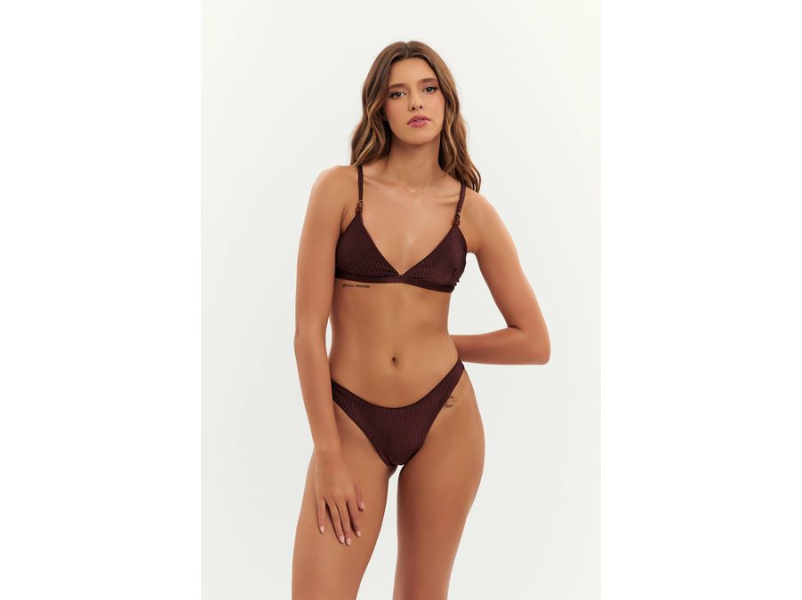 TOP TRANCOSO CANELADO MOCHA E CALCINHA SANCHO CANE...