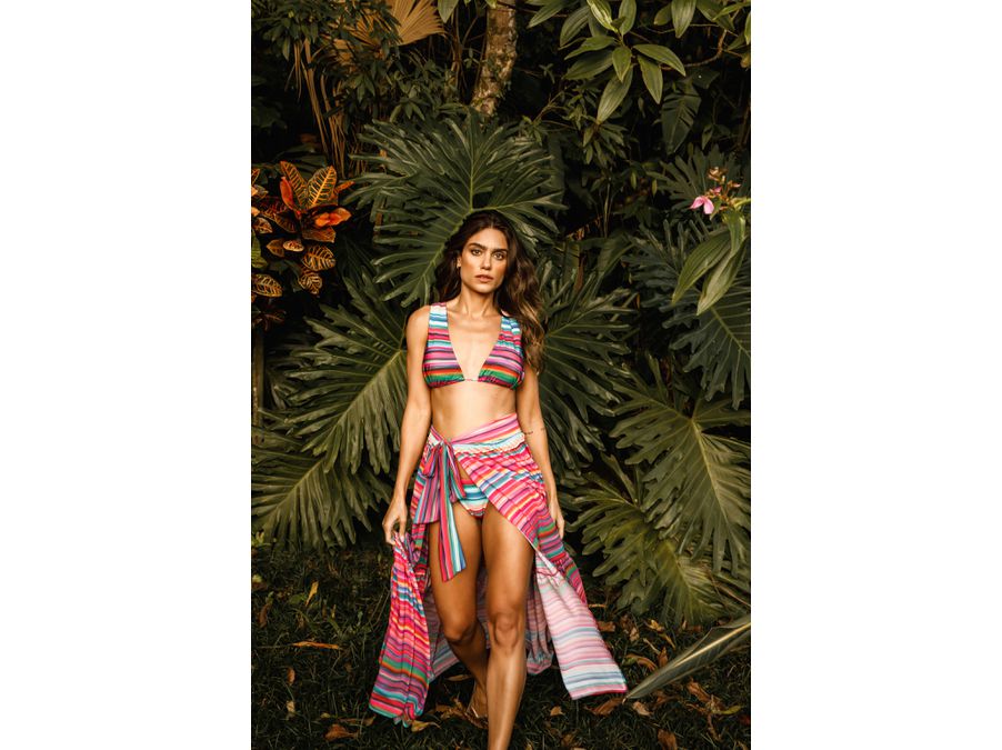 SAIA LONGA RECORTES LISTRADO SUNSET - 718 - Cana Caju