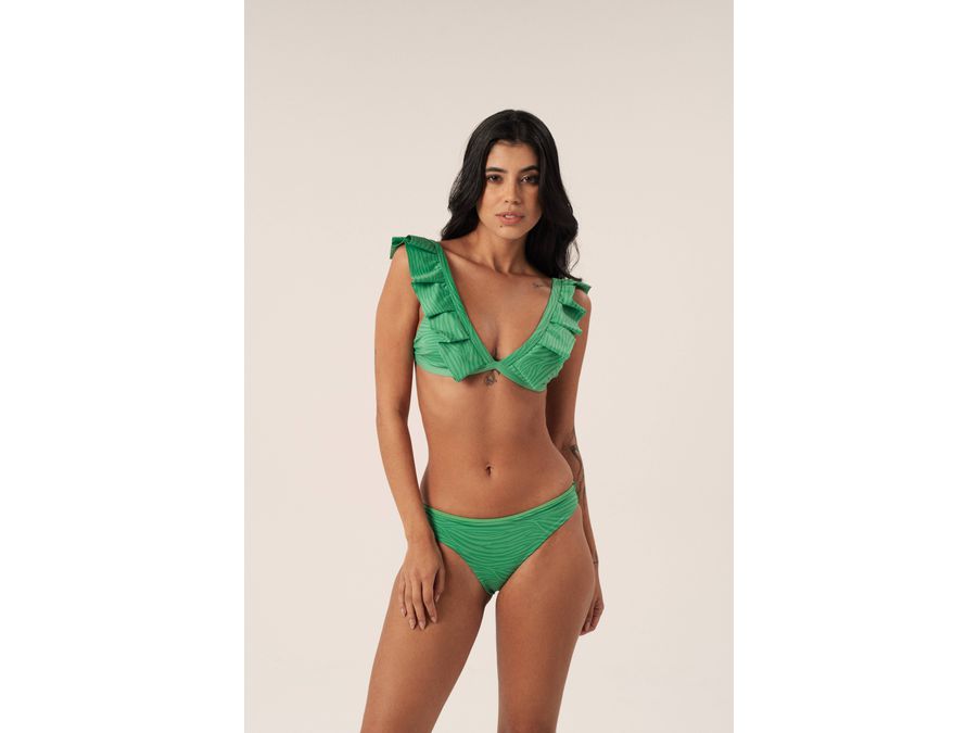 TOP CORTINÃO BABADOS ZOO GREEN E CALCINHA RETA ZOO...