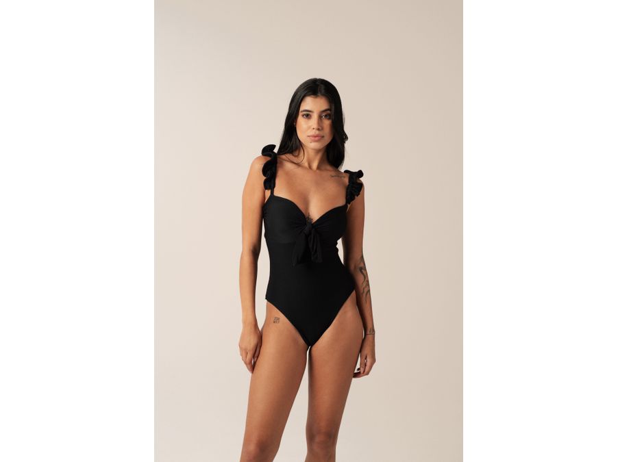 MAIô TOMARA QUE CAIA ALÇA BABADINHOS TEXTURA BLACK... - Cana Caju