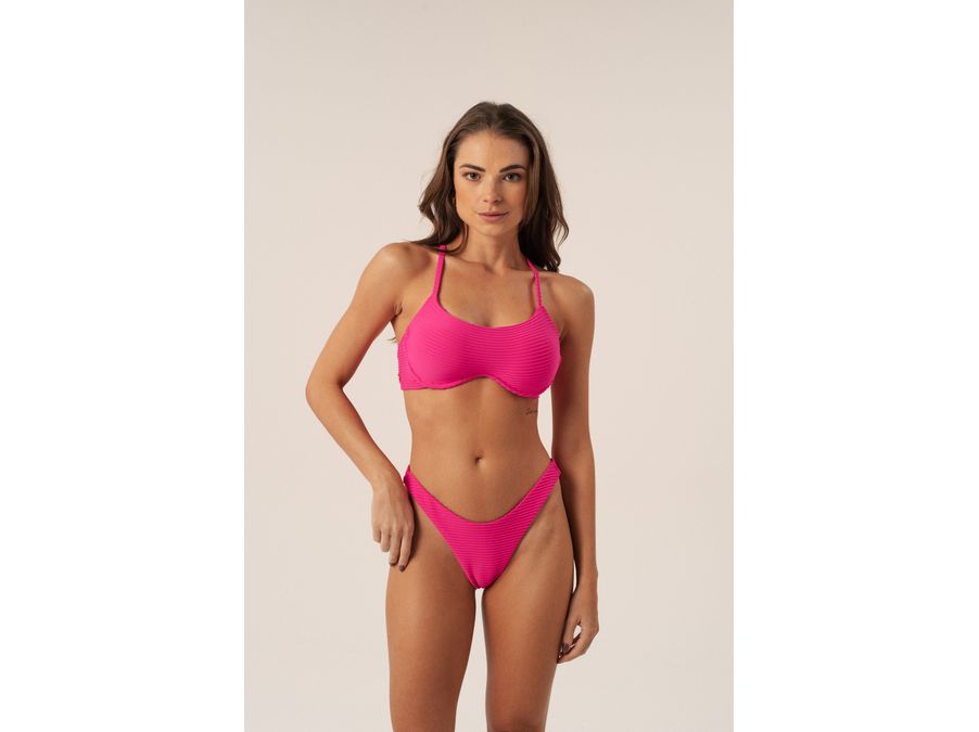 TOP ARO INTEIRO ALÇA ROLETE TEXTURA PINK E CALCINH...