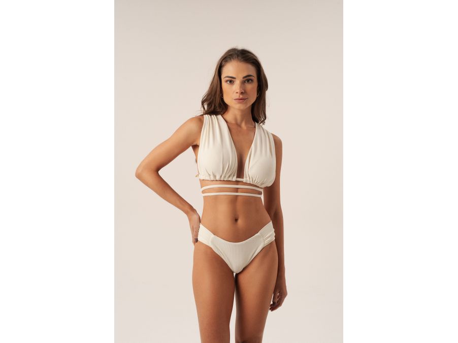 TOP FRENTE ÚNICA DRAPEADO COSTAS TRANÇADA TEXTURA ...