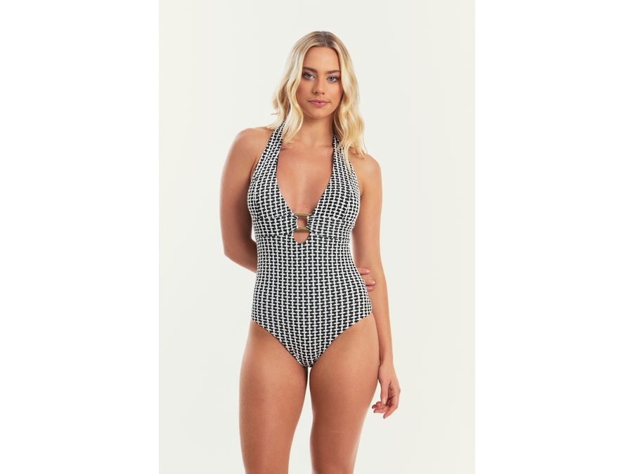 MAIÔ MALDIVAS JACQUARD PRETO E BRANCO - 262 - Cana Caju