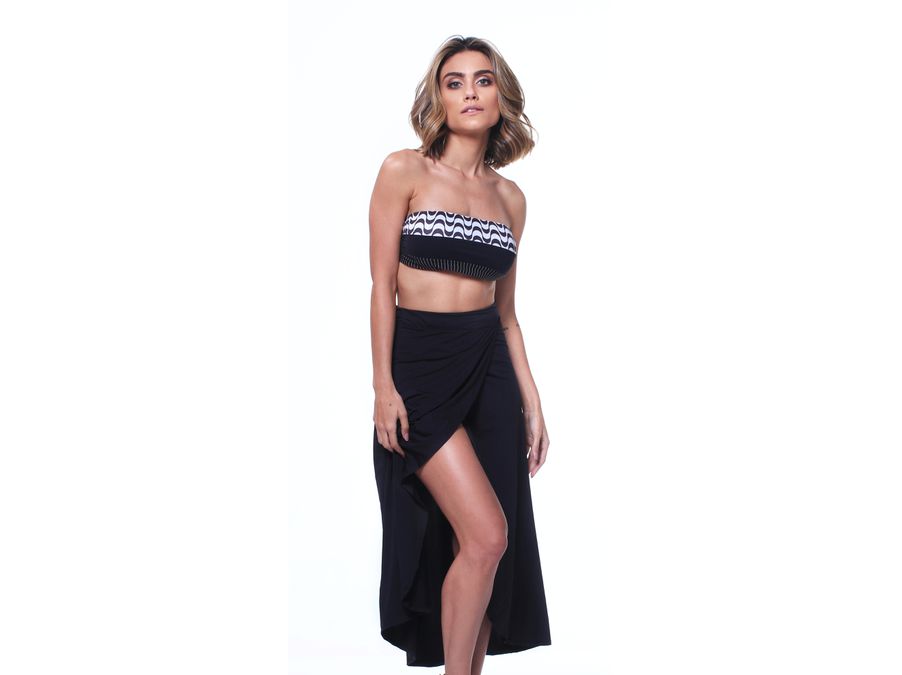 SAIA PAREÔ LIGANETE PRETA - 124 - Cana Caju