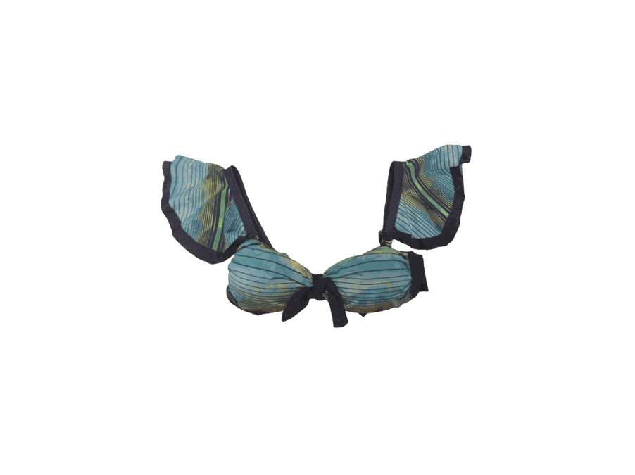 TOP FAIXA ALÇA BABADOS DUPLA FACE DENIM/ LISTRADO ...