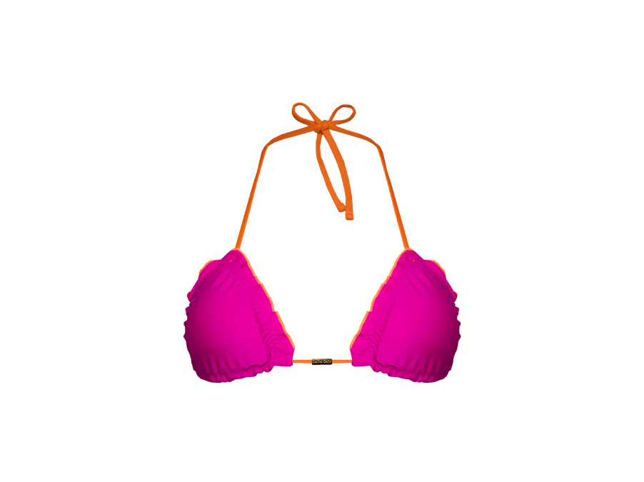 TOP CORTININHA RIPPLE DUPLA FACE LARANJA/ PINK E C...