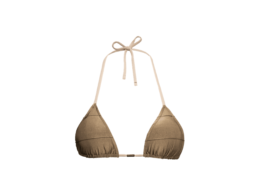 TOP CORTININHA PLISSADO CIRRÊ DOURADO E CALCINHA F...