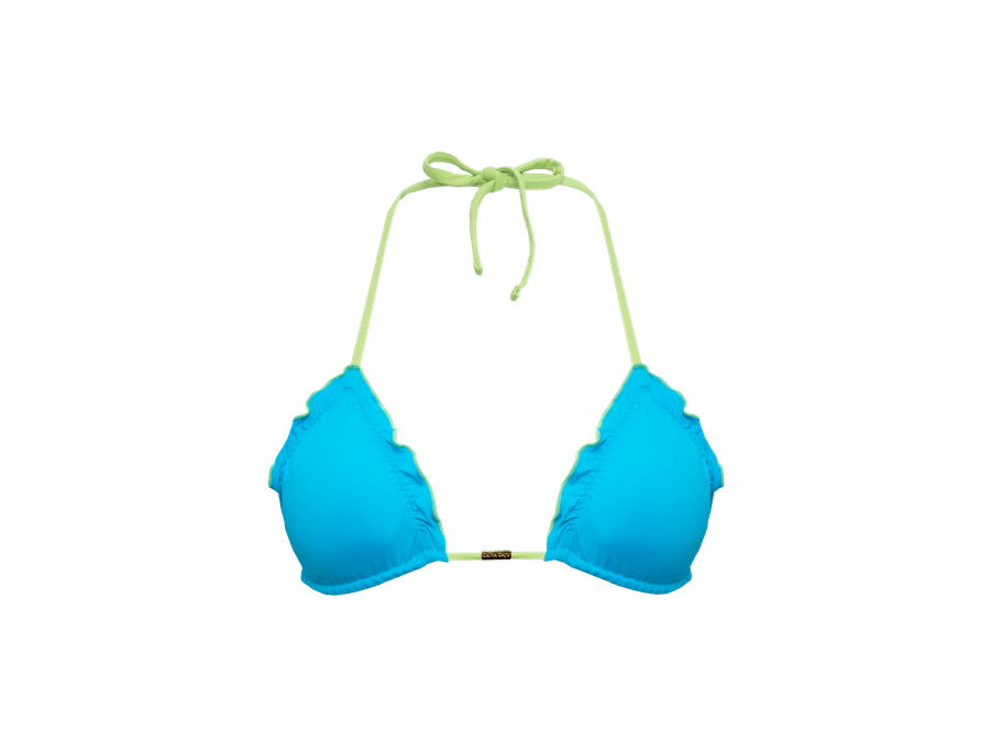 TOP CORTININHA RIPPLE DUPLA FACE TURQUESA/ VERDE A...