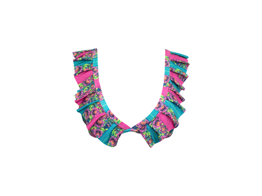 TOP CORTINÃO BABADOS FLORAL ATENAS E CALCINHA CÓS ...