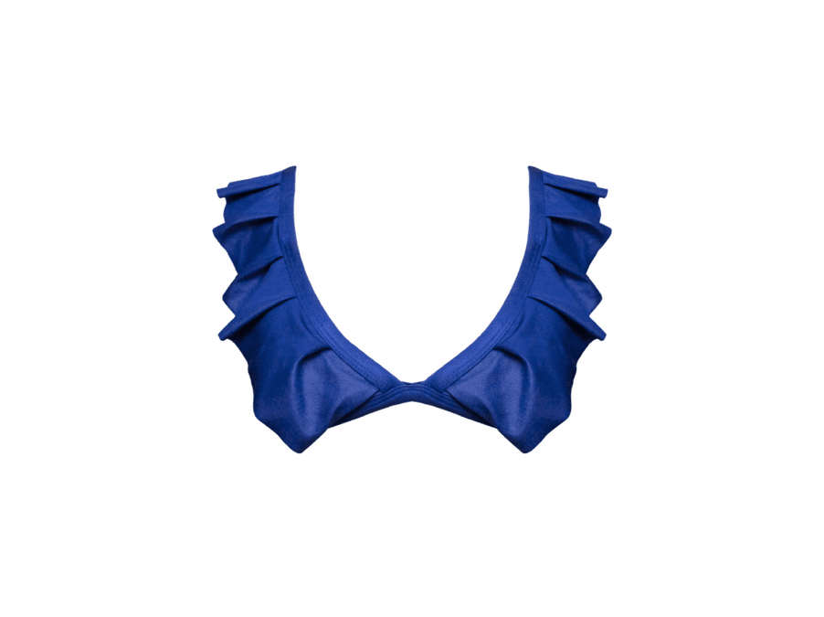 TOP CORTINÃO BABADOS CIRRÊ AZUL NEON E CALCINHA BO...