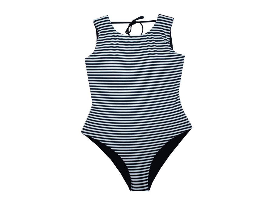 BODY DUPLA FACE LISTRADO PRETO E BRANCO - 632 - Cana Caju