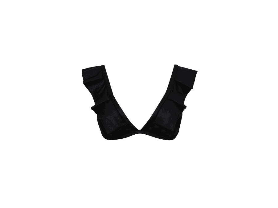 TOP CORTINÃO BABADOS CIRRÊ ZOO PRETO E CALCINHA RE...