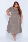 Vestido Bordado Marrom - Plus Size