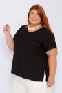 Blusa Social Botão Viscose Preta - Plus Size