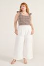 Calça Pantalona Social Viscose Off White - Plus Size