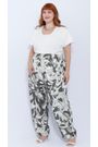 Calça Viscose Estampa Verde Floral - Plus Size