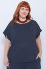Blusa Malha Azul Marinho - Plus Size