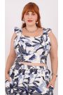Top Babadinho Viscose Azul Floral - Plus Size