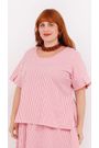 Blusa Social Algodão Listrada Vermelha - Plus Size