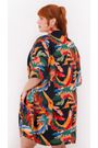 Quimono Viscose Estampa Marinho Color - Plus Size