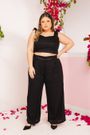Top Babadinho Linho com Elastano Preto - Plus Size