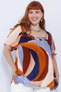 Blusa Bata Viscose Estampa Orgânica - Plus Size
