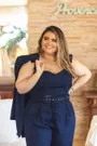 Top Babadinho Linho com Elastano Azul - Plus Size