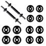 Kit 12 Anilhas Emborrachada para Academia de Musculação (24kg) + 2 Barras Ocas 40cm