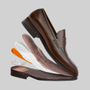 SAPATO LOAFER MASCULINO SOCIAL EM COURO MARROM COM CONFORTO 