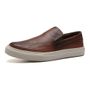 SLIP-ON MASCULINO CASUAL EM COURO MARROM 