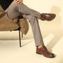 SAPATO DERBY MASCULINO CASUAL EM COURO MARROM