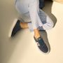 TÊNIS MASCULINO CASUAL EM COURO AZUL COM CONFORTO