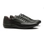 SAPATÊNIS MASCULINO CASUAL EM COURO PRETO COM CONFORTO