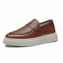 SAPATO LOAFER MASCULINO CASUAL EM COURO MARROM COM CONFORTO