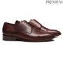 SAPATO DERBY MASCULINO SOCIAL EM COURO MARROM COM CONFORTO