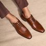 SAPATO DERBY MASCULINO SOCIAL EM COURO MARROM COM CONFORTO