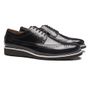 SAPATO DERBY BROGUE MASCULINO CASUAL EM COURO PRETO COM CONFORTO 