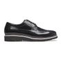SAPATO DERBY BROGUE MASCULINO CASUAL EM COURO PRETO COM CONFORTO 