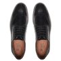 SAPATO DERBY BROGUE MASCULINO CASUAL EM COURO PRETO COM CONFORTO 