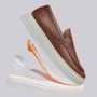 SAPATO LOAFER MASCULINO CASUAL EM COURO MARROM COM CONFORTO