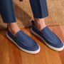  SAPATO MOCASSIM MASCULINO CASUAL EM COURO AZUL COM CONFORTO